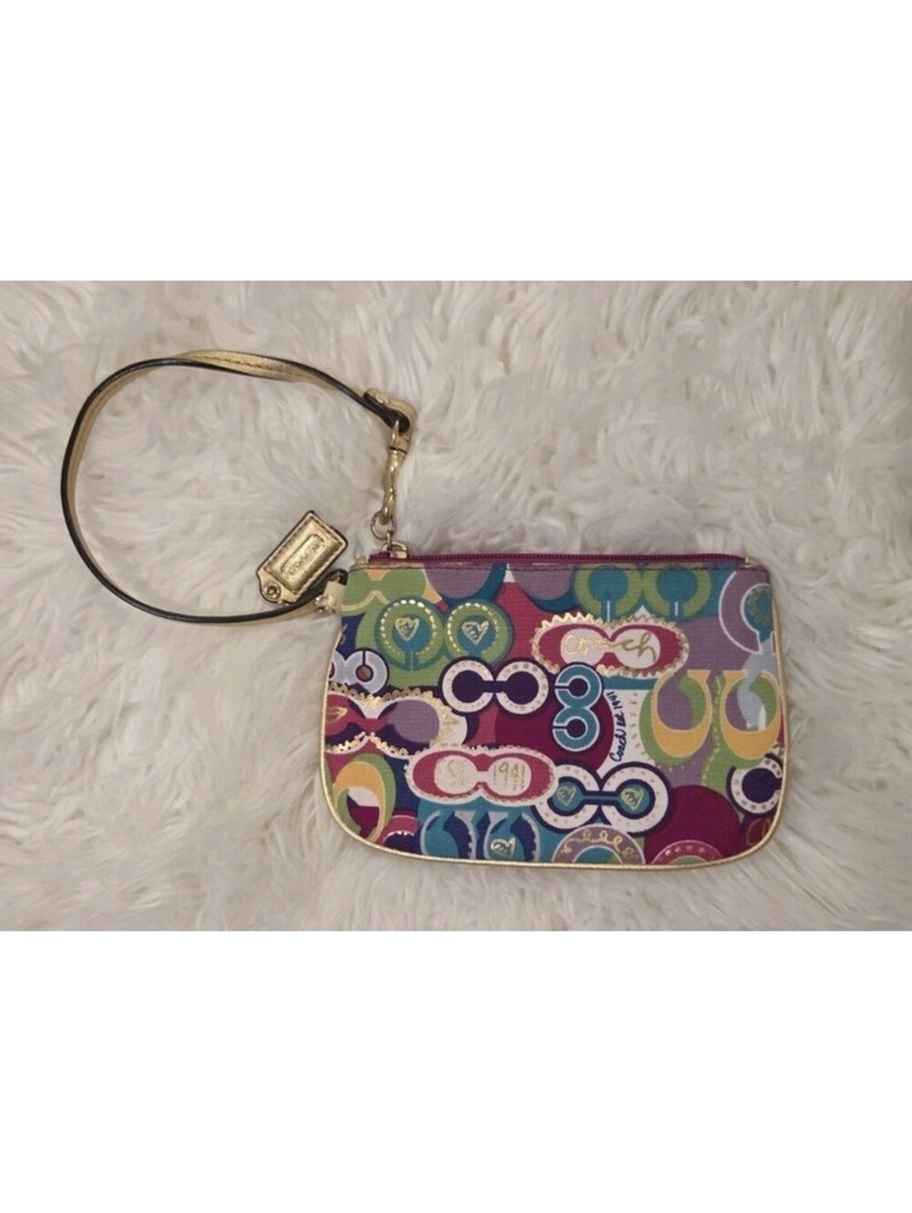 Coach Canvas Poppy Graffiti Wristlet